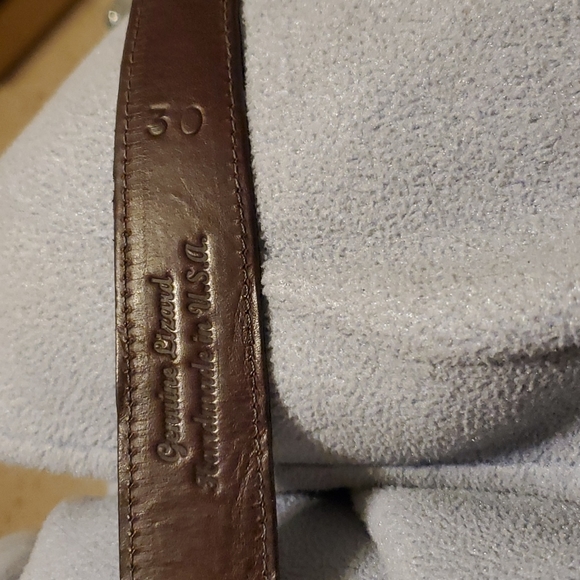 Chacon Genuine Leather & Lizard Black & Brown Belt Goldtone Buckle Size 30 - Picture 4 of 4